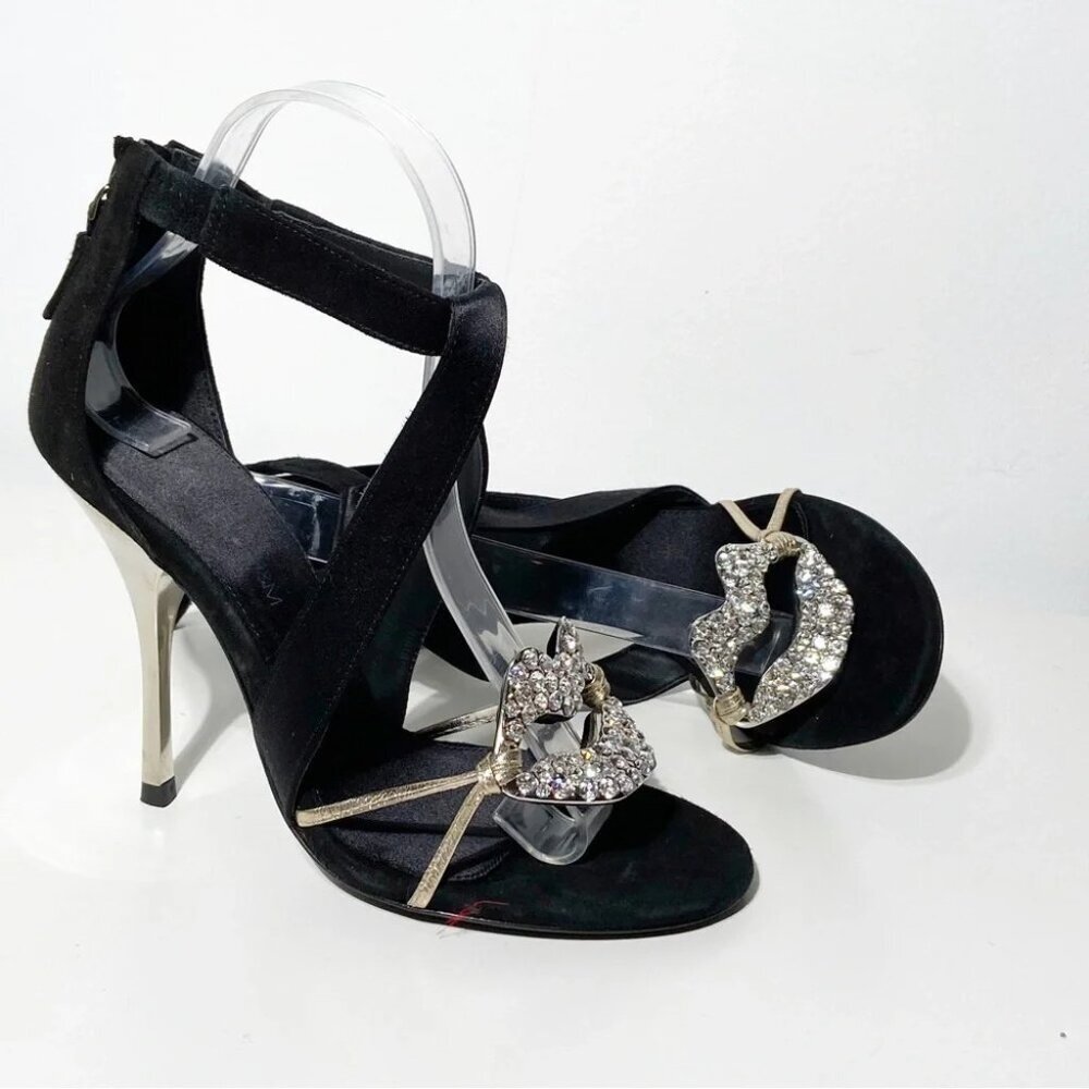 New Giambattista Valli x H&M suede and crystal lips sandal heels size 37